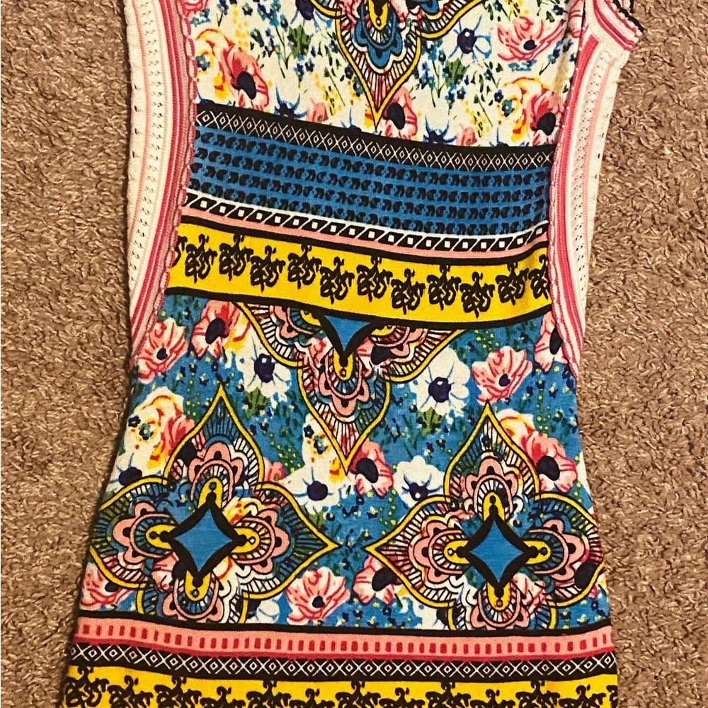 Venus Sleeveless Sweater Dress XS Floral Bodycon Can fit a small lots of stretch - Picture 3 of 10
